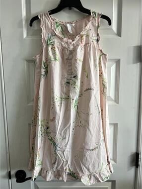 Adonna Floral Cotton Cottagecore Prairie Nightgown Sz Small Pink Green Ruffles